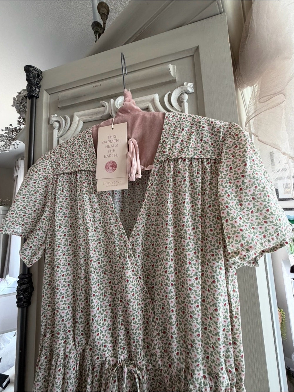 CHRISTY DAWN🍓🍃 “DAWN” DRESS, in “CRÈME STRAWBERRY,” Size L, NWT, SOLD OUT
